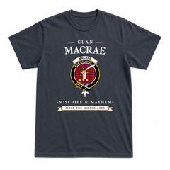 MacRae Modern Tartan Crest Mischief and Mayhem T-shirt
