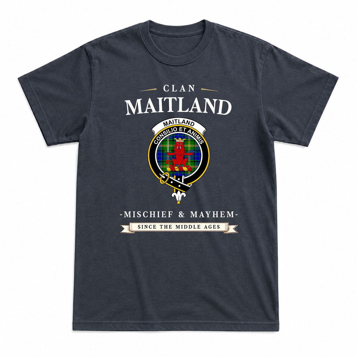 Maitland Tartan Crest Mischief and Mayhem T-shirt