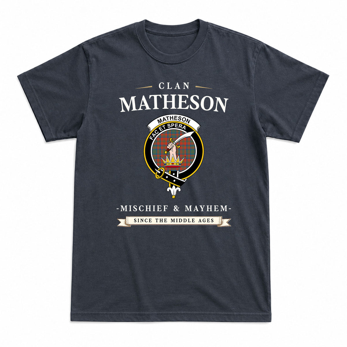 Matheson Ancient Tartan Crest Mischief and Mayhem T-shirt
