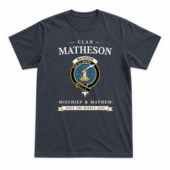 Matheson Hunting Ancient Tartan Crest Mischief and Mayhem T-shirt