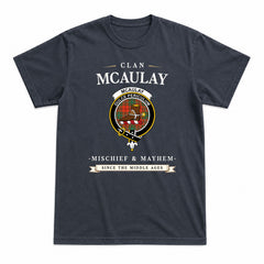 McAulay Ancient Tartan Crest Mischief and Mayhem T-shirt