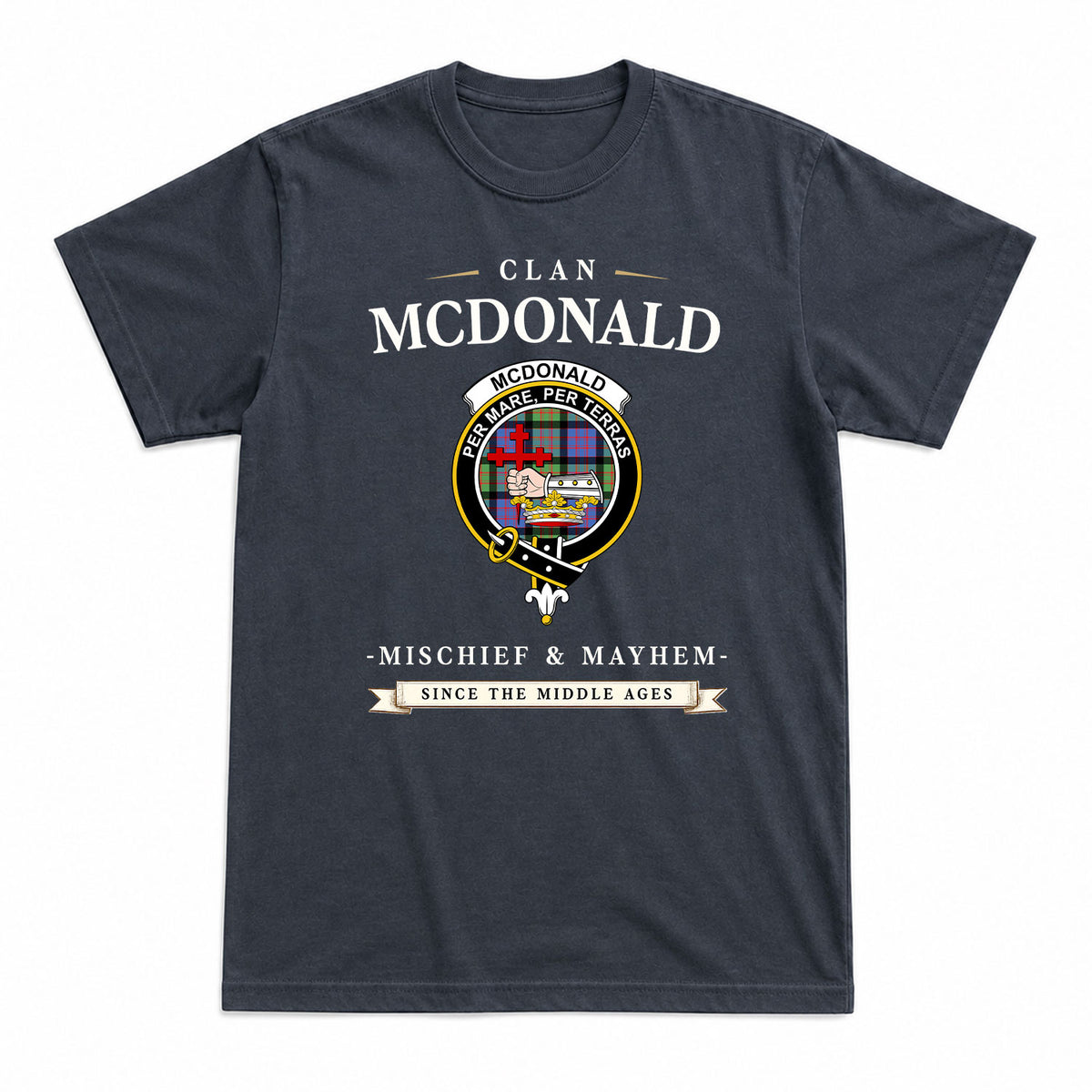 McDonald Ancient Tartan Crest Mischief and Mayhem T-shirt
