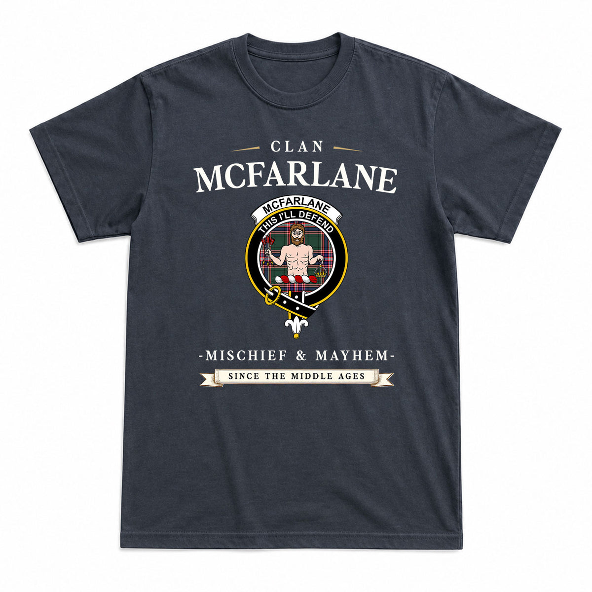 McFarlane Hunting Modern Tartan Crest Mischief and Mayhem T-shirt