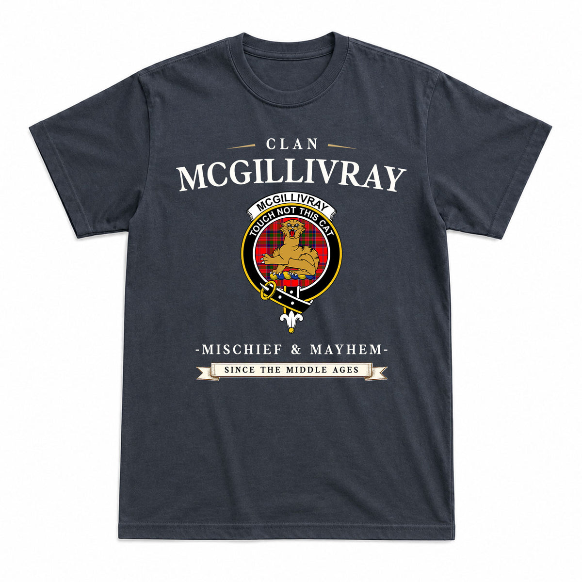 McGillivray Modern Tartan Crest Mischief and Mayhem T-shirt