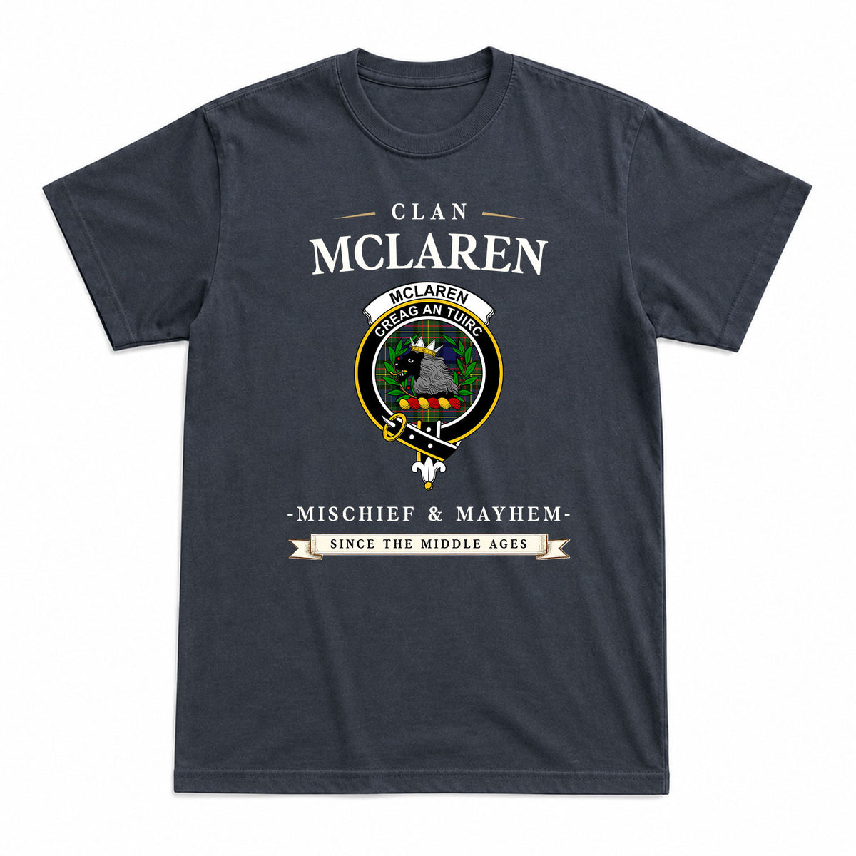 McLaren Modern Tartan Crest Mischief and Mayhem T-shirt