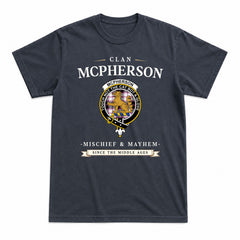 McPherson Hunting Modern Tartan Crest Mischief and Mayhem T-shirt