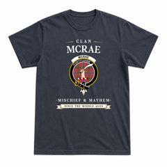 McRae Ancient Tartan Crest Mischief and Mayhem T-shirt