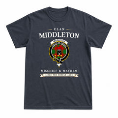 Middleton Modern Tartan Crest Mischief and Mayhem T-shirt