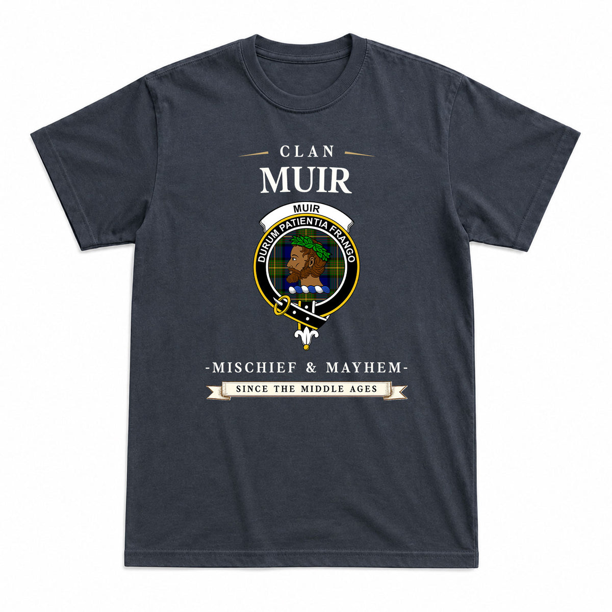 Muir Tartan Crest Mischief and Mayhem T-shirt