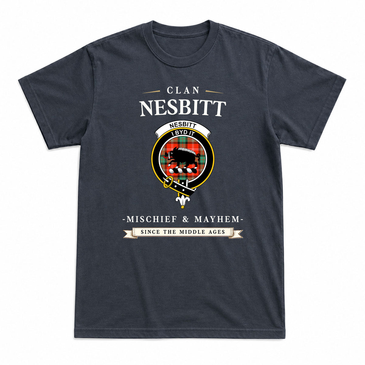Nesbitt Ancient Tartan Crest Mischief and Mayhem T-shirt