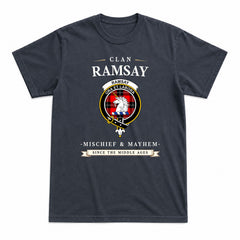 Ramsay Modern Tartan Crest Mischief and Mayhem T-shirt