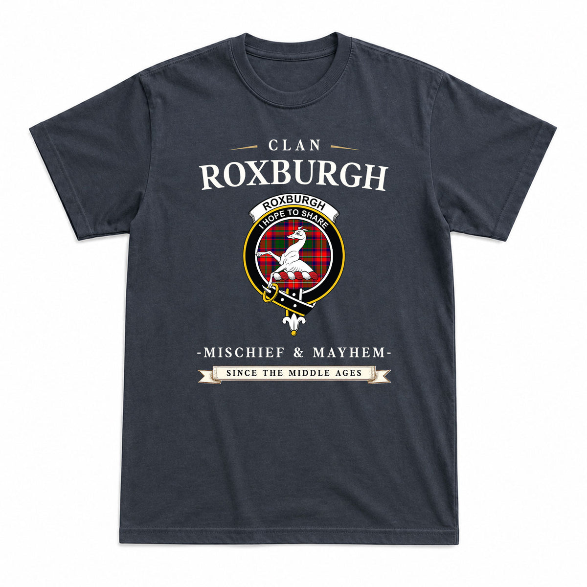 Roxburgh District Tartan Crest Mischief and Mayhem T-shirt