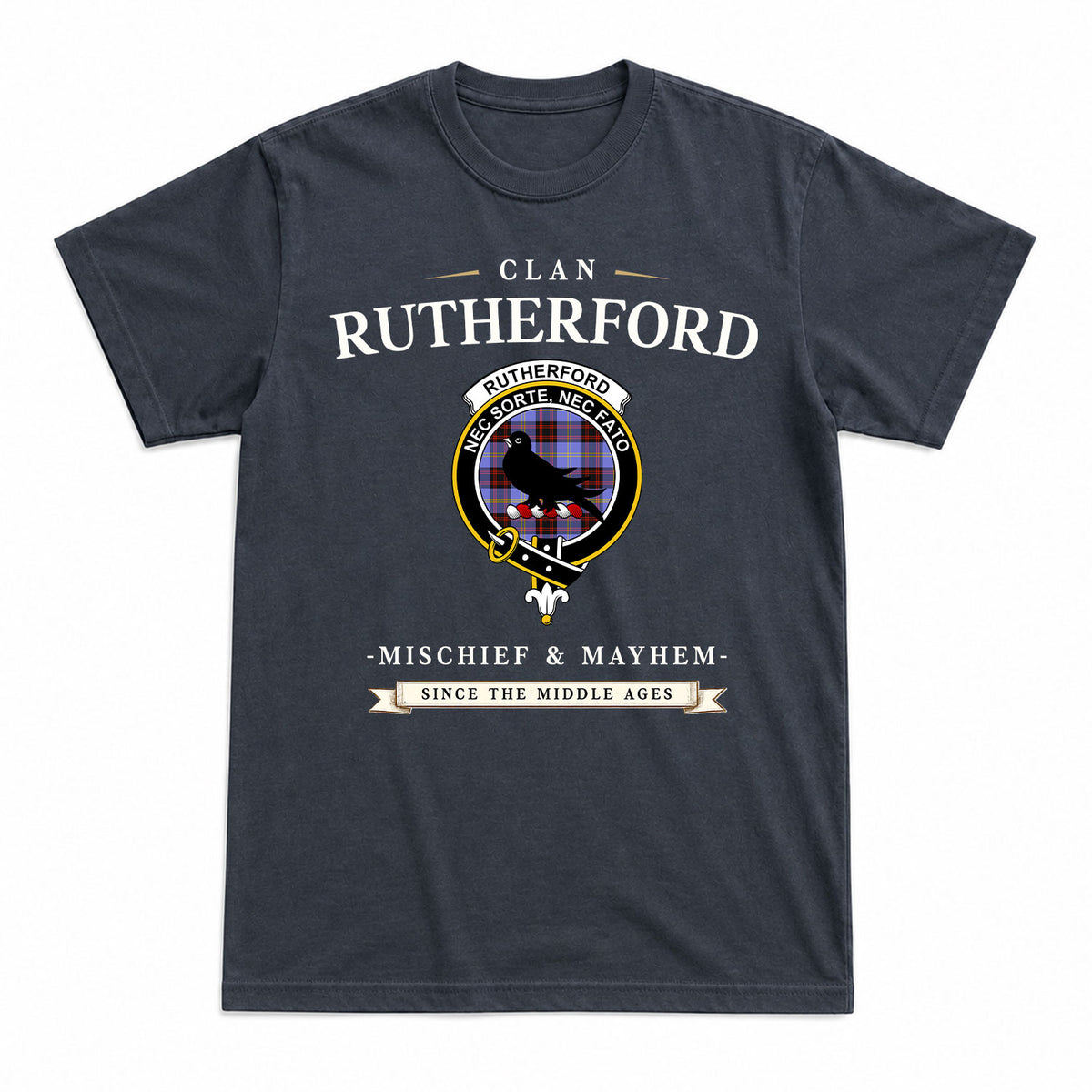 Rutherford Tartan Crest Mischief and Mayhem T-shirt