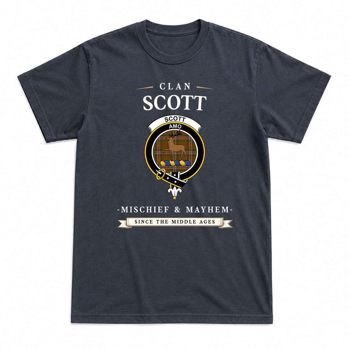 Scott Brown Modern Tartan Crest Mischief and Mayhem T-shirt