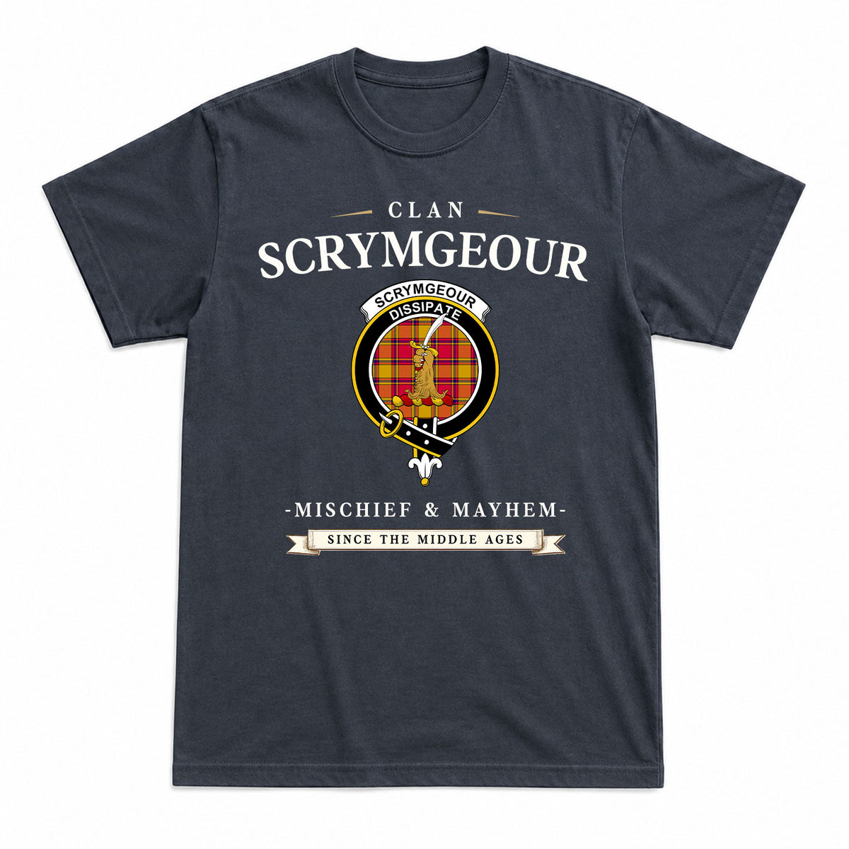 Scrymgeour Tartan Crest Mischief and Mayhem T-shirt