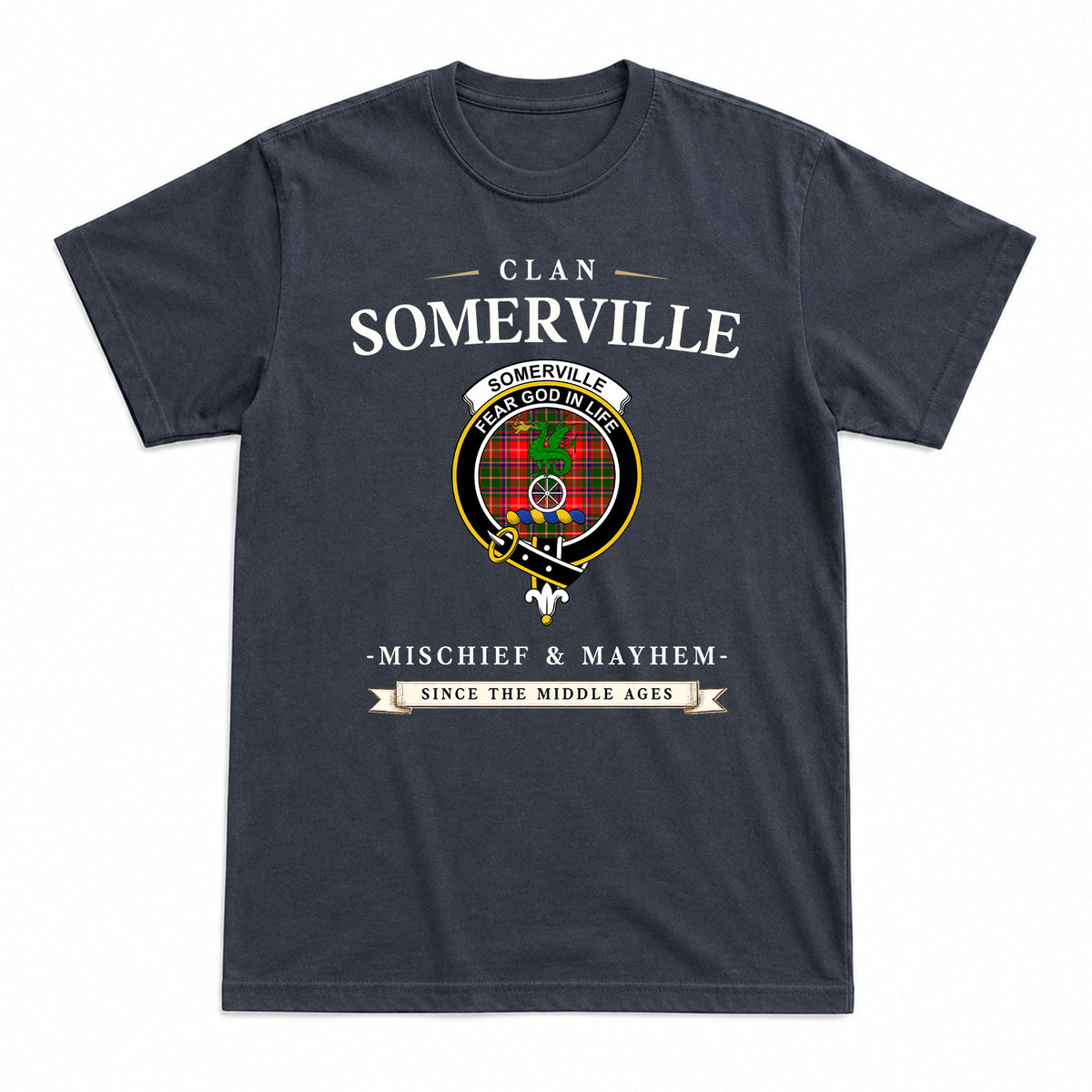 Somerville Tartan Crest Mischief and Mayhem T-shirt