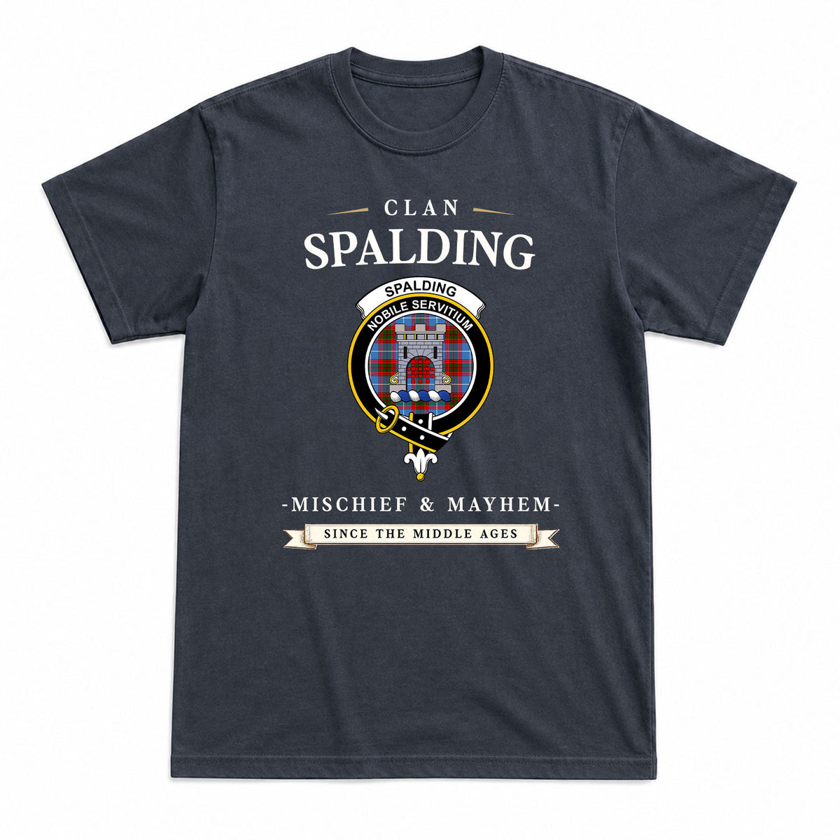 Spalding Tartan Crest Mischief and Mayhem T-shirt