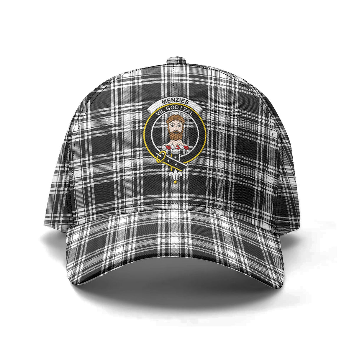 Menzies Black - White Modern Tartan Crest Classic Cap