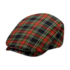 Stewart Black Tartan Flat Caps