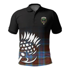 Anderson Modern Tartan Crest Polo Shirt - Thistle Black Style