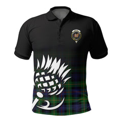 Baillie Tartan Crest Polo Shirt - Thistle Black Style