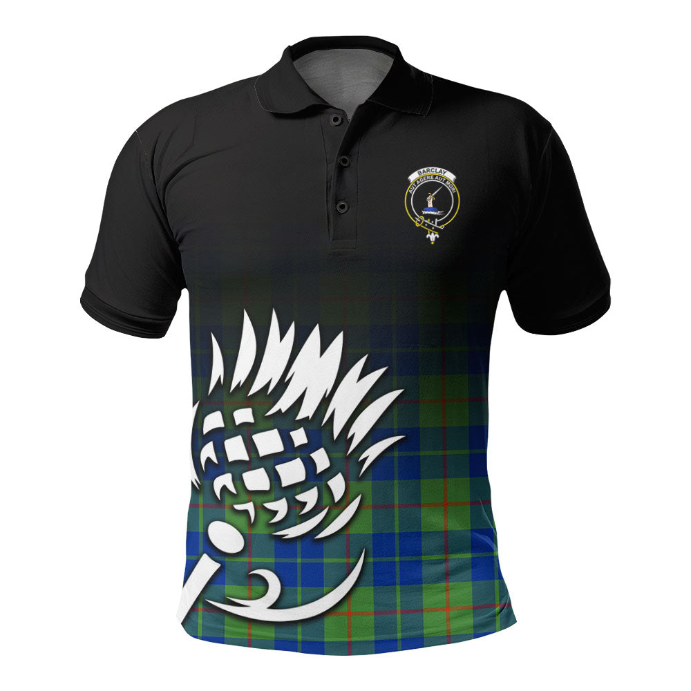 Barclay Hunting Ancient Tartan Crest Polo Shirt - Thistle Black Style