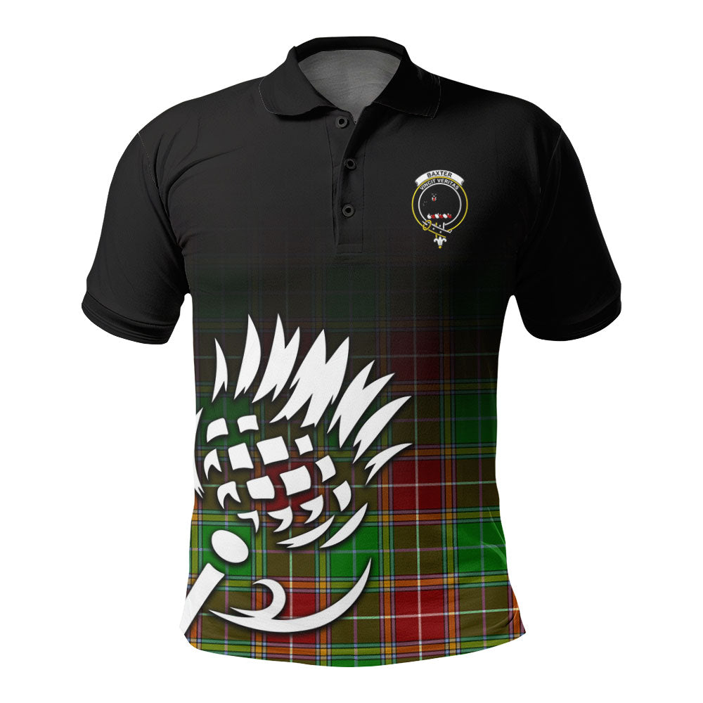 Baxter Modern Tartan Crest Polo Shirt - Thistle Black Style