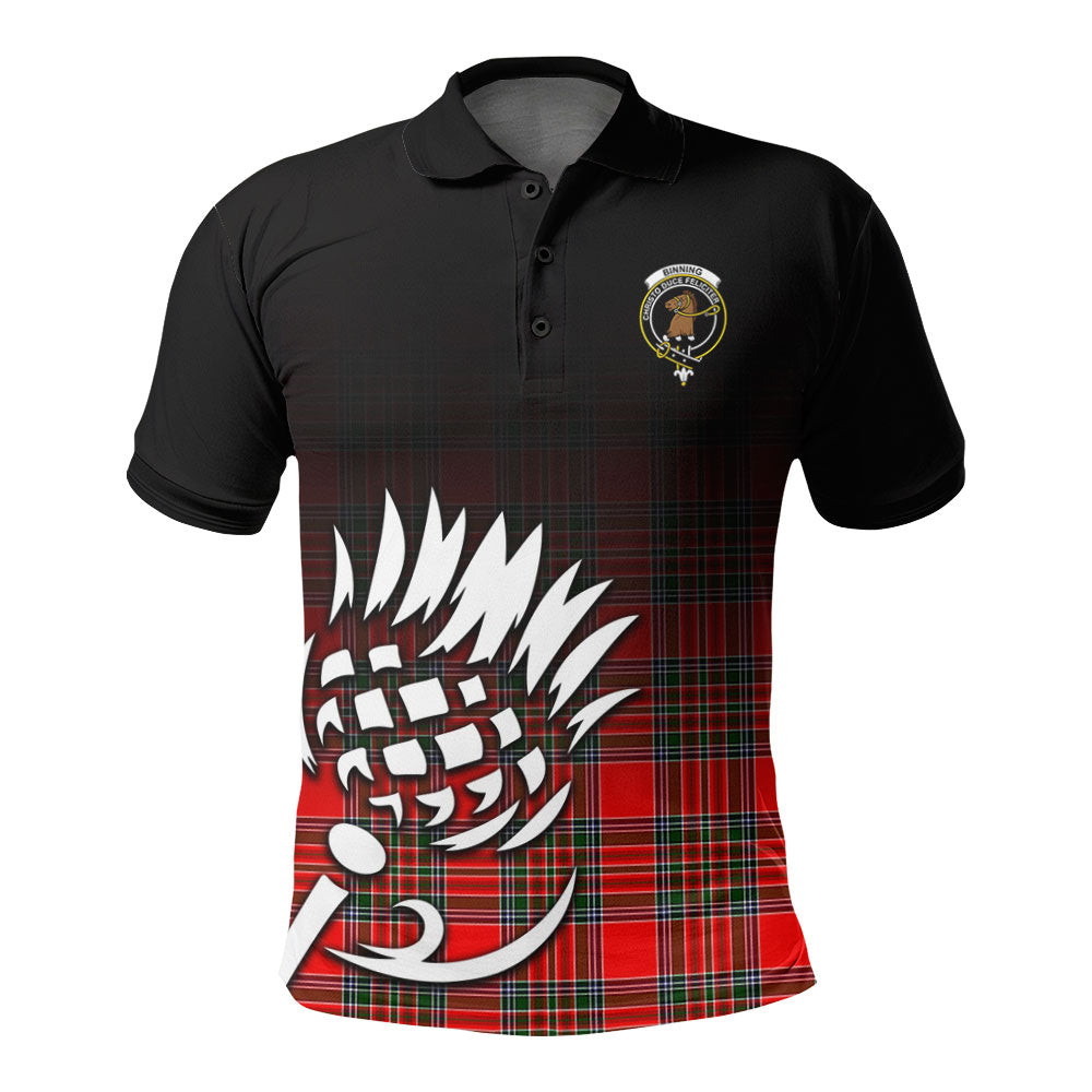 Binning (of Wallifoord) Tartan Crest Polo Shirt - Thistle Black Style