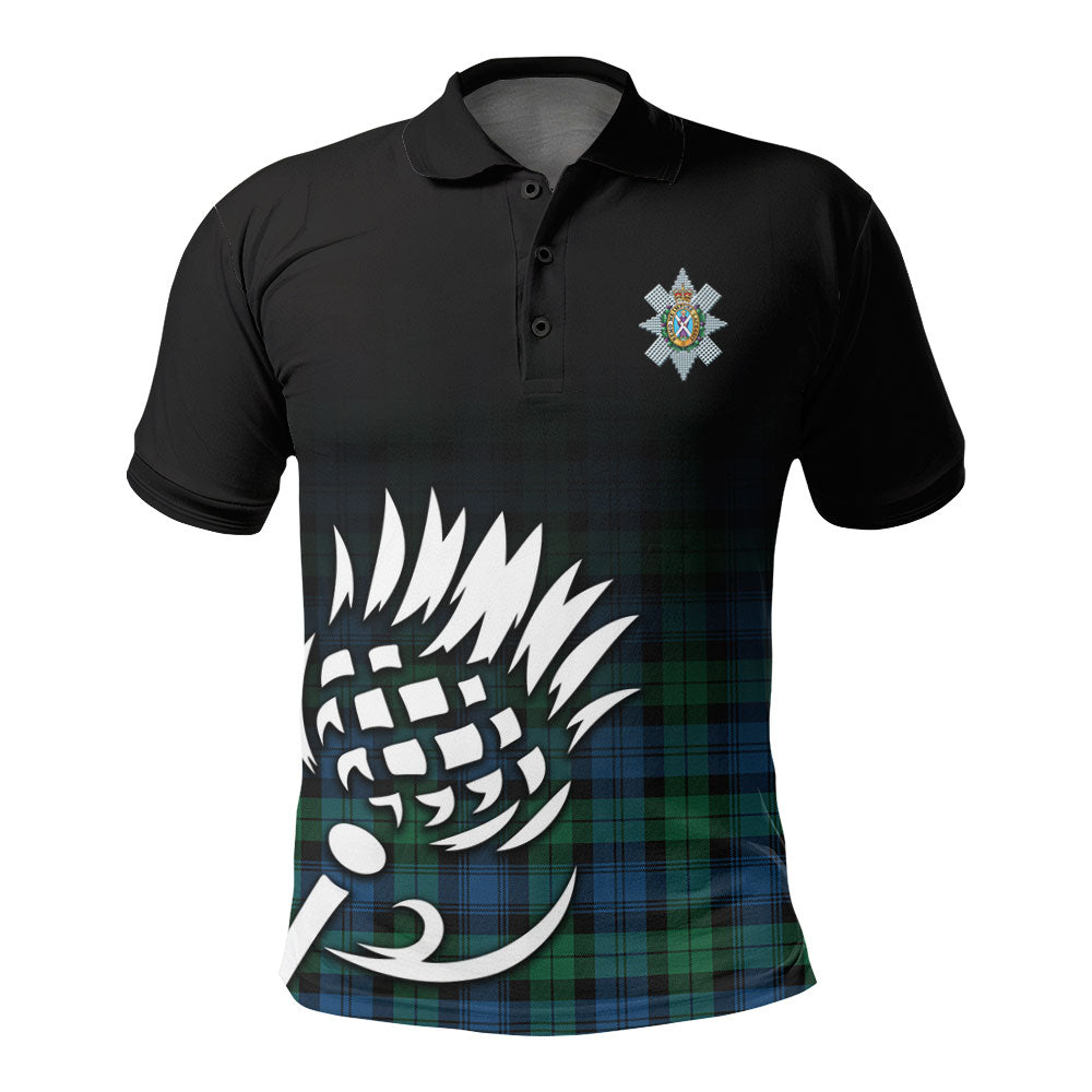 Black Watch Ancient Tartan Crest Polo Shirt - Thistle Black Style