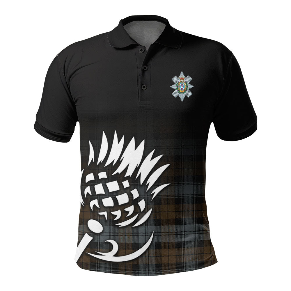 Black Watch Weathered Tartan Crest Polo Shirt - Thistle Black Style