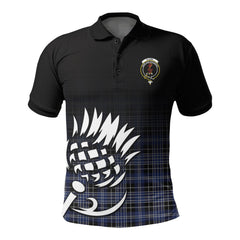 Clark Modern Tartan Crest Polo Shirt - Thistle Black Style