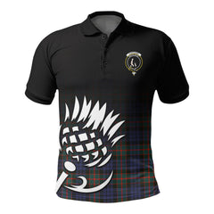 Fletcher of Dunans Tartan Crest Polo Shirt - Thistle Black Style