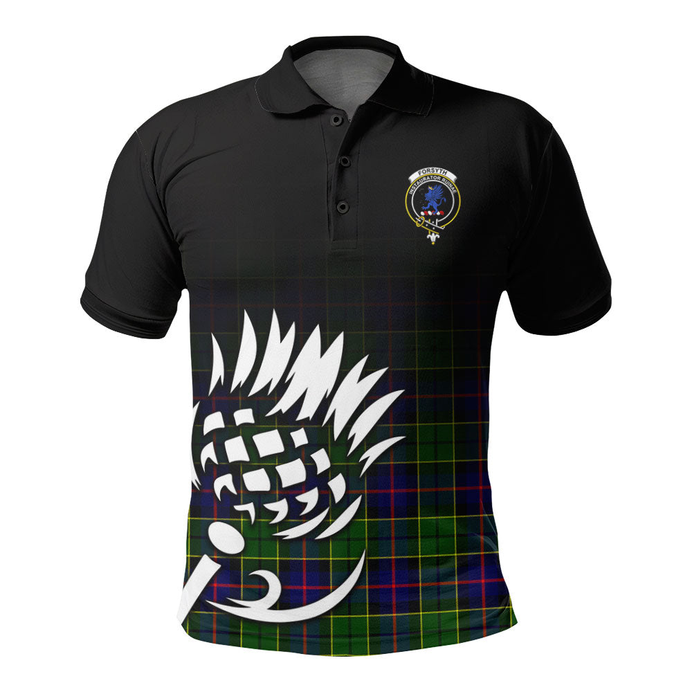 Forsyth Modern Tartan Crest Polo Shirt - Thistle Black Style
