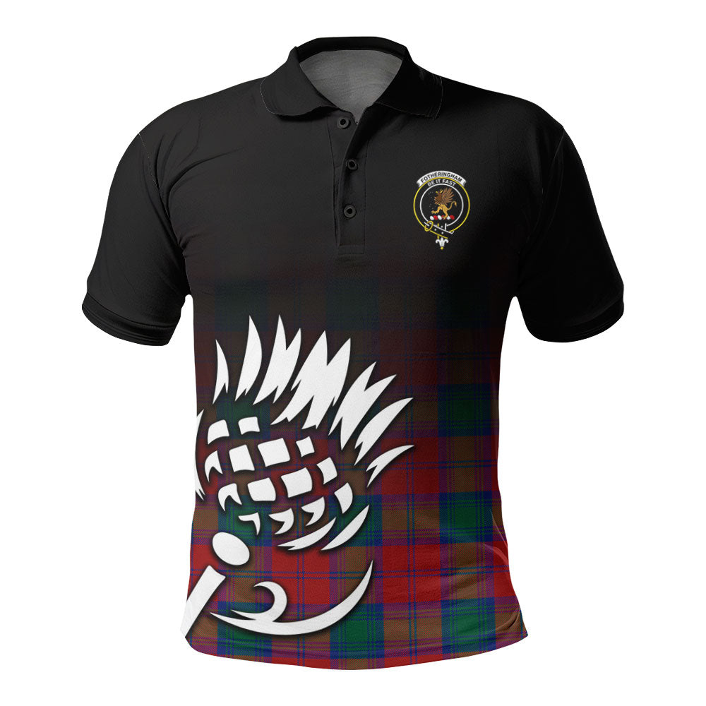 Fotheringham Tartan Crest Polo Shirt - Thistle Black Style