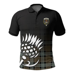 Graham of Menteith Weathered Tartan Crest Polo Shirt - Thistle Black Style