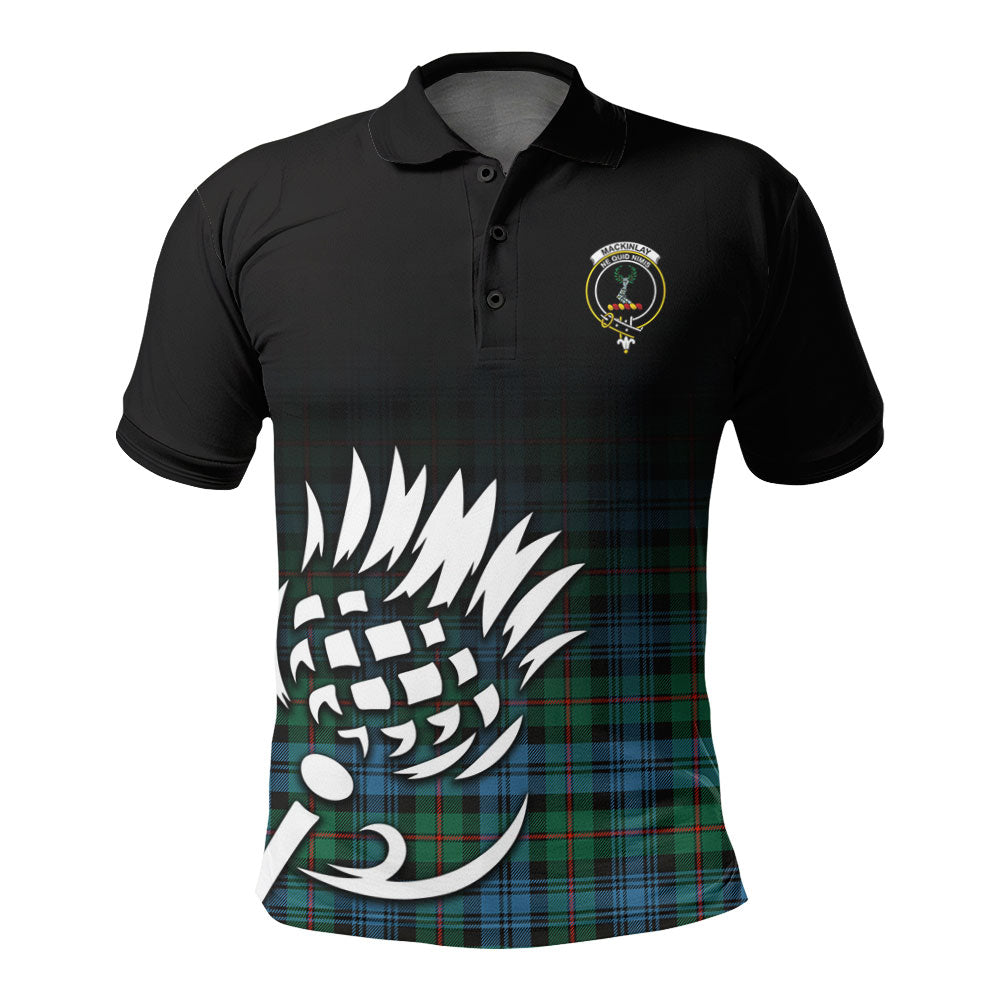 MacKinlay Ancient Tartan Crest Polo Shirt - Thistle Black Style