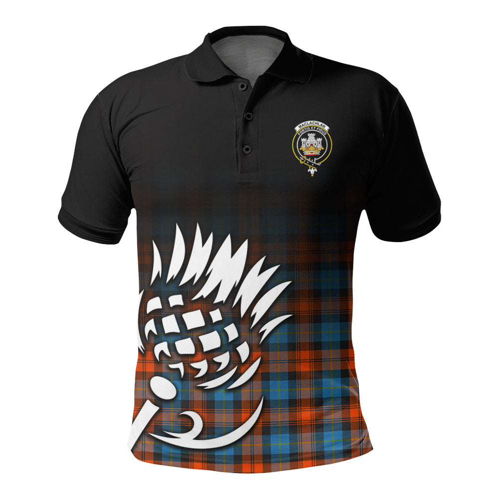 MacLachlan Ancient Tartan Crest Polo Shirt - Thistle Black Style