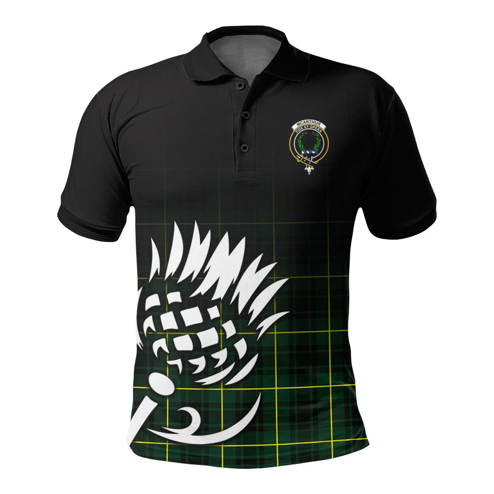 McArthur Modern Tartan Crest Polo Shirt - Thistle Black Style