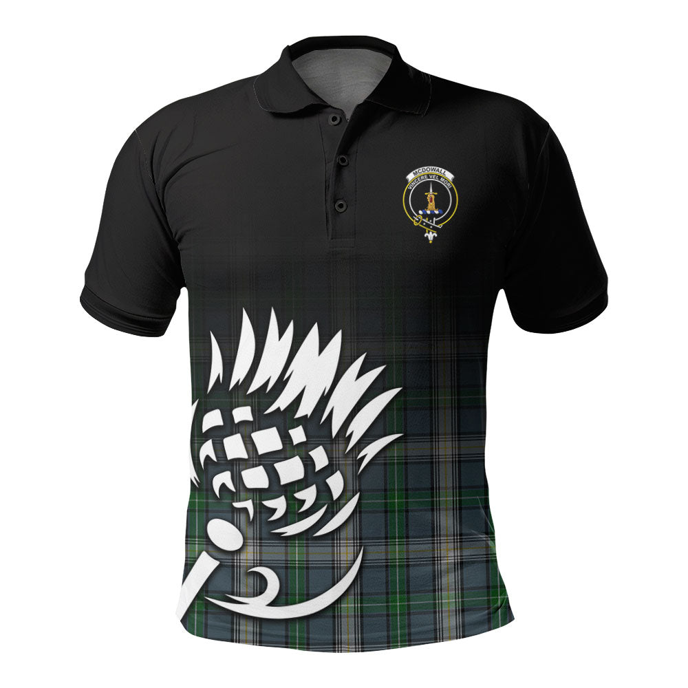 McDowall Tartan Crest Polo Shirt - Thistle Black Style