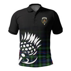 McKenzie Modern Tartan Crest Polo Shirt - Thistle Black Style