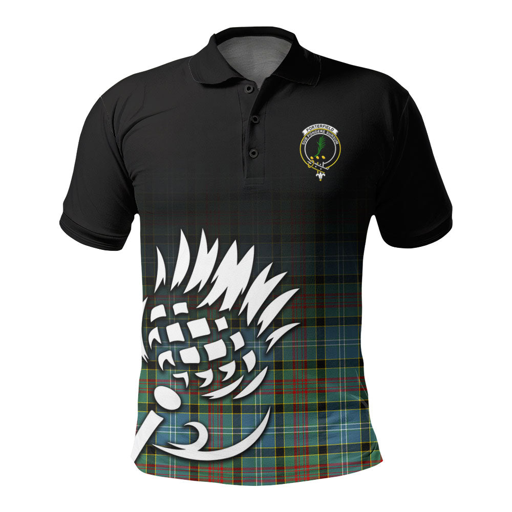 Porterfield Tartan Crest Polo Shirt - Thistle Black Style