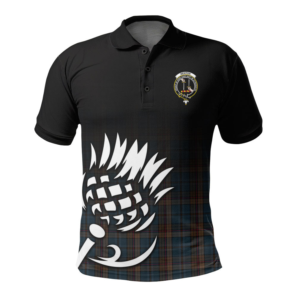Renton Tartan Crest Polo Shirt - Thistle Black Style