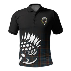 Renton Tartan Crest Polo Shirt - Thistle Black Style