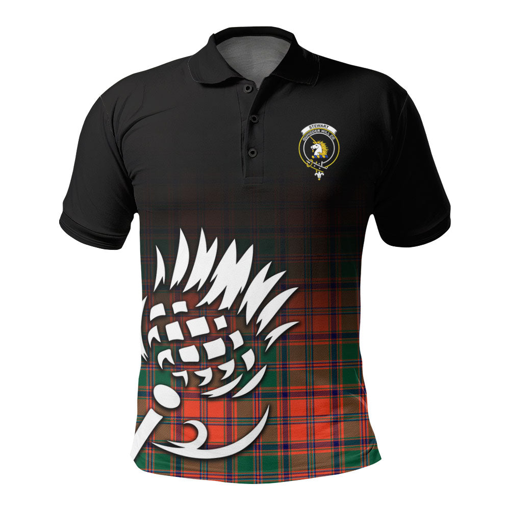 Stewart of Appin Ancient Tartan Crest Polo Shirt - Thistle Black Style