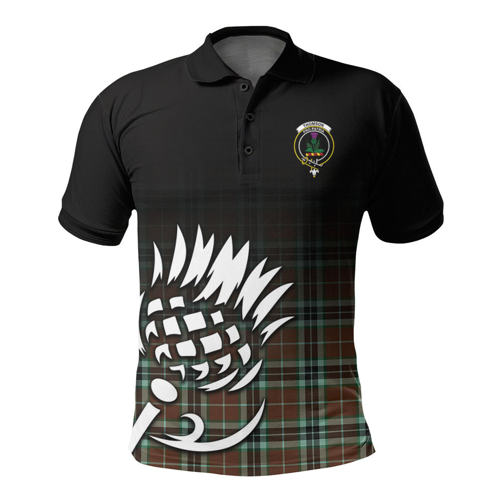 Thomson Hunting Modern Tartan Crest Polo Shirt - Thistle Black Style