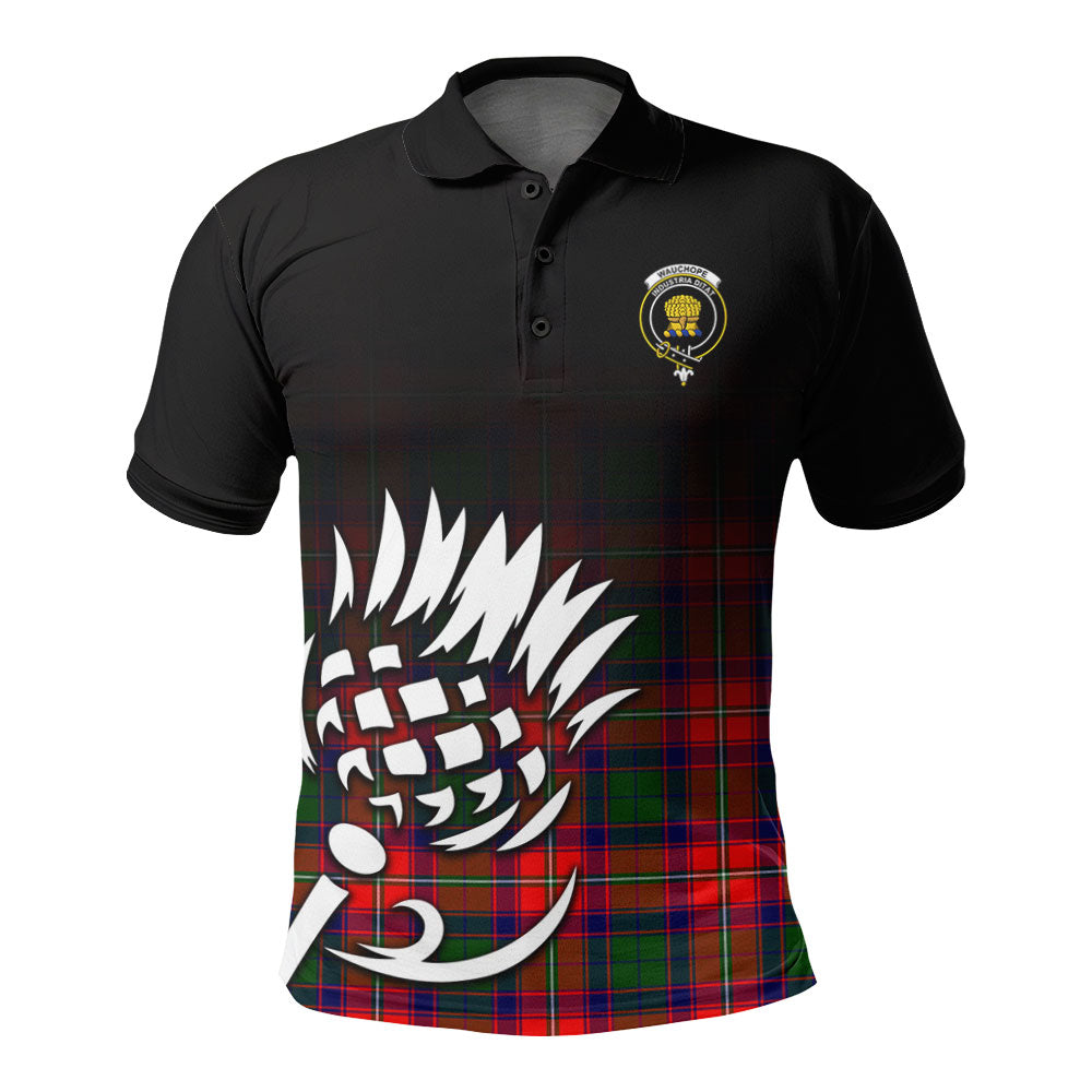 Wauchope (or Waugh) Tartan Crest Polo Shirt - Thistle Black Style