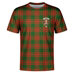 Menzies Green Modern Tartan Crest T-shirt