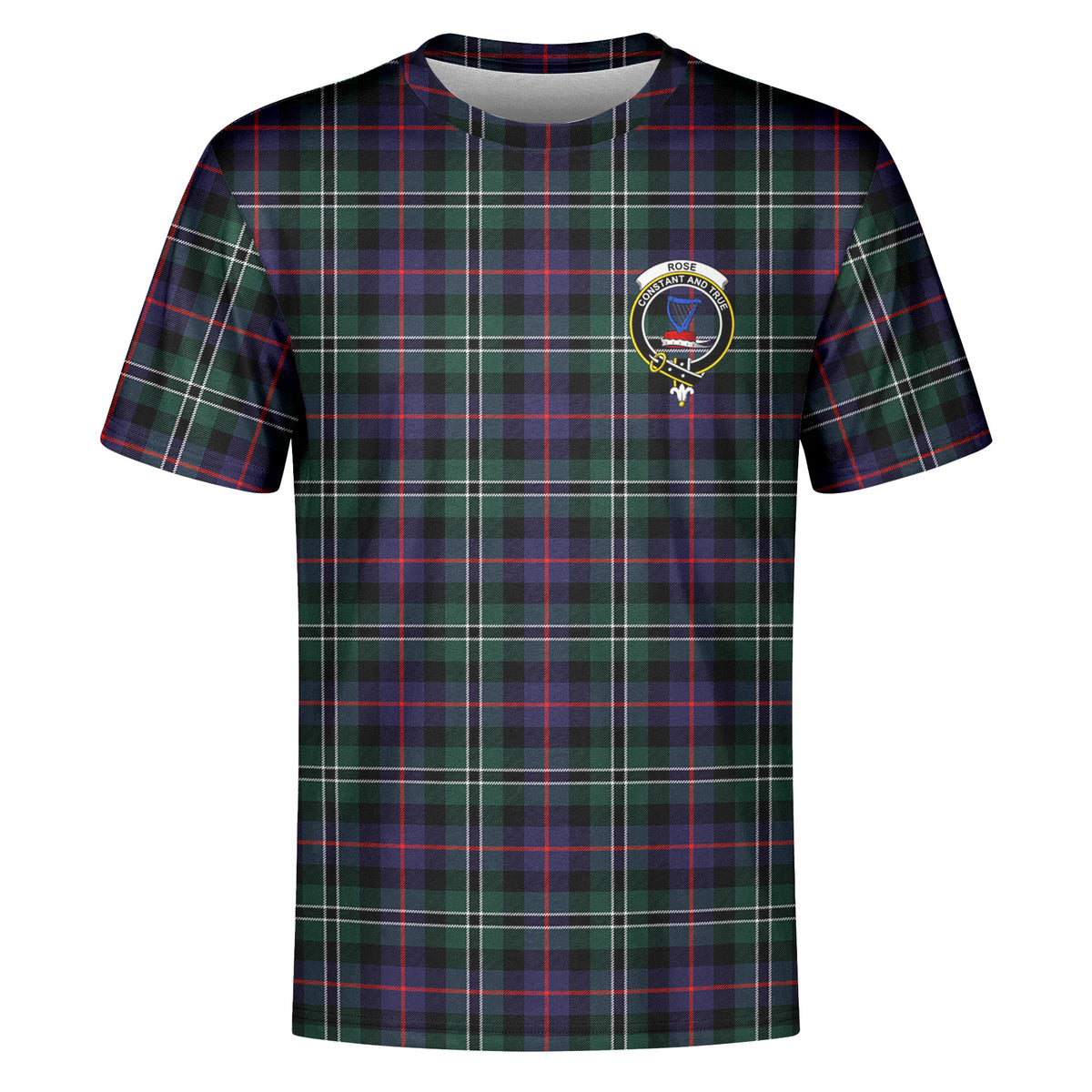 Rose Hunting Modern Tartan Crest T-shirt