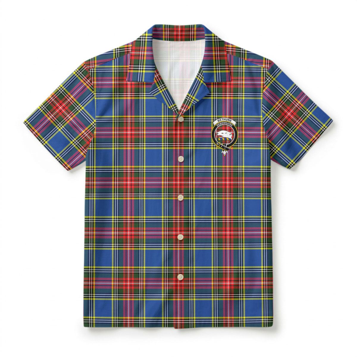 Bethune Modern Tartan Crest Hawaiian Shirt