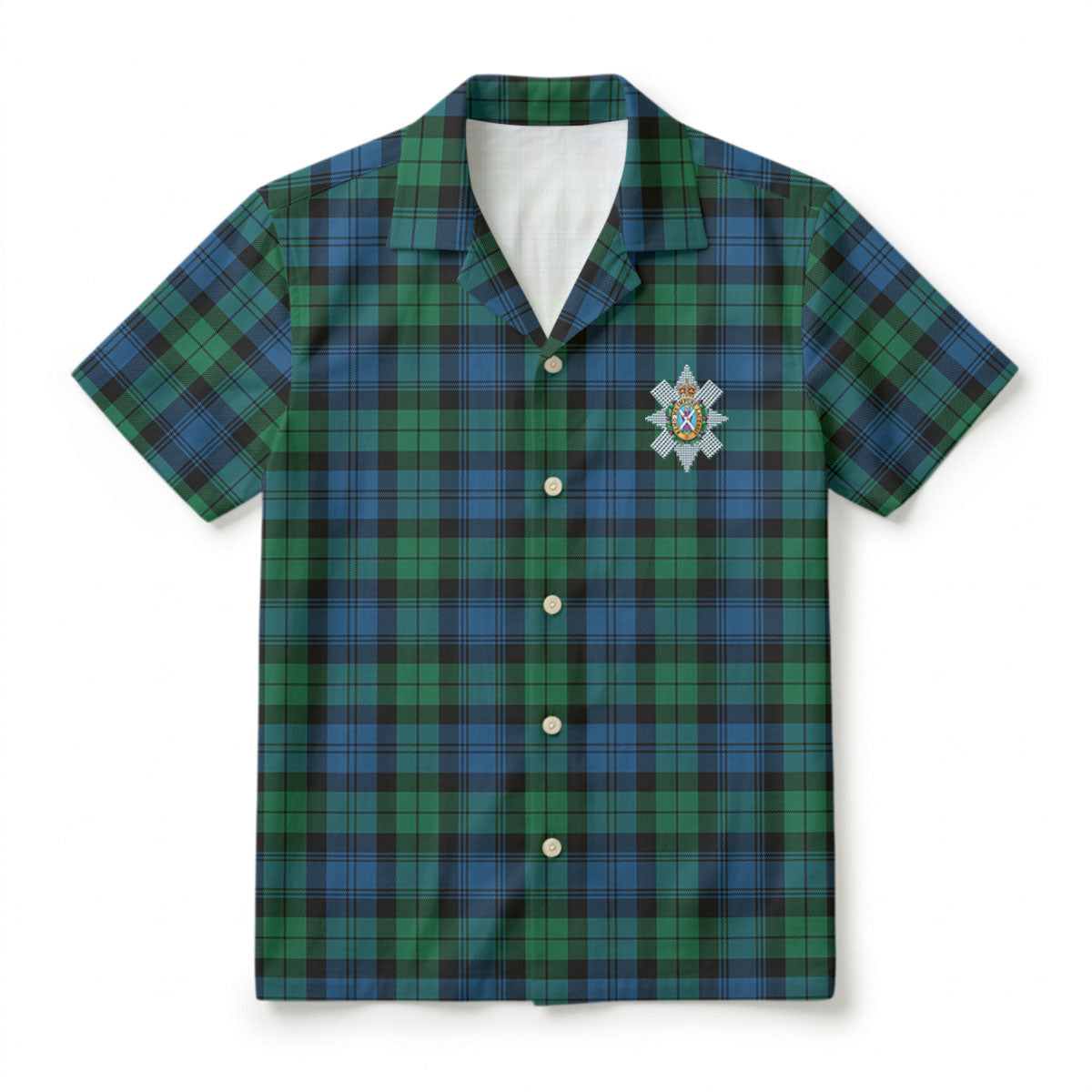 Black Watch Ancient Tartan Crest Hawaiian Shirt